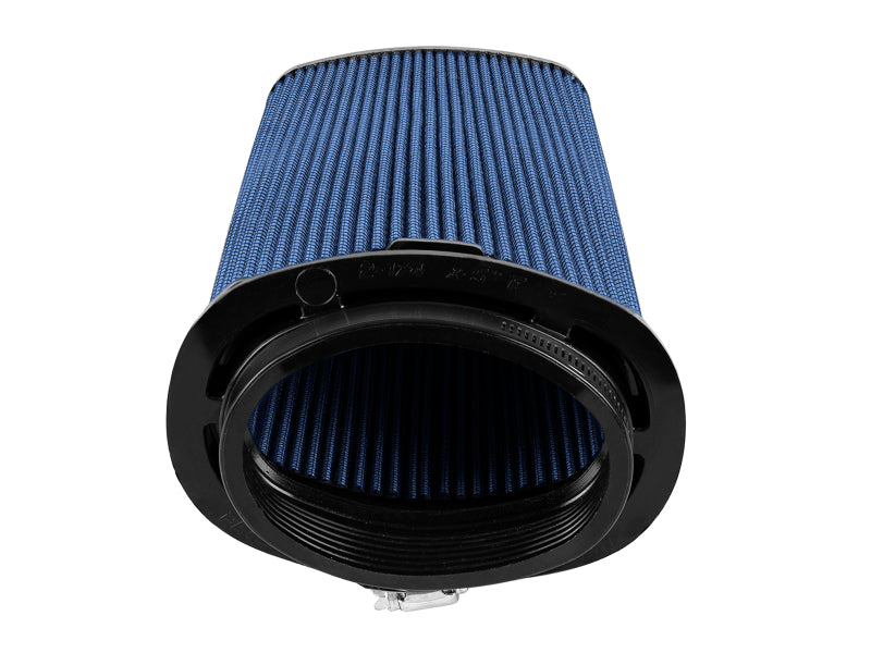 aFe Momentum replacement air filter with Pro 5R media, featuring a blue filter element and black housing for optimal airflow.