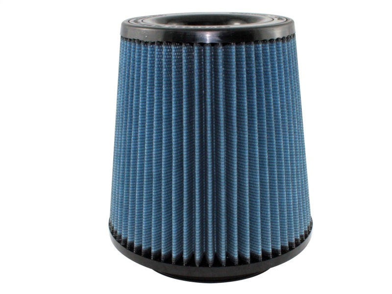 aFe MagnumFLOW Air Filter featuring a blue pleated design, optimized for improved airflow and engine performance.