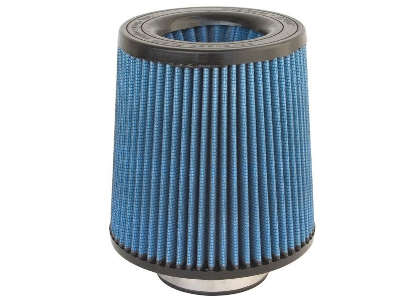aFe MagnumFLOW Air Filter featuring a blue pleated design, optimized for improved airflow and engine performance.