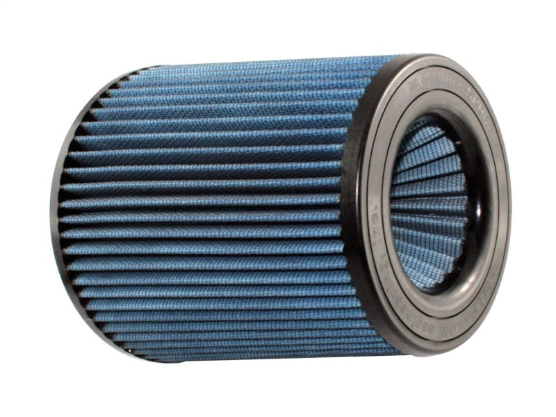 aFe MagnumFLOW Air Filter with a blue pleated design, measuring 4.5 inches at the top and 9 inches in height, for enhanced airflow.