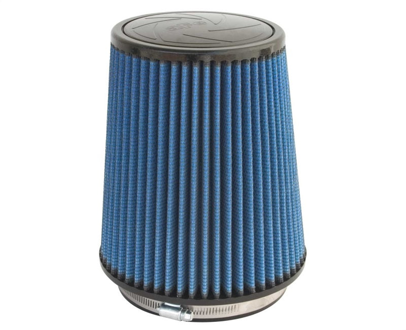 aFe MagnumFLOW Air Filter with blue pleated media, designed for improved airflow and engine performance in trucks and SUVs.