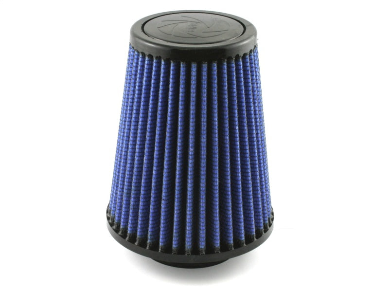 aFe MagnumFLOW Air Filter with a conical design, featuring a blue filter element and black base for improved airflow.