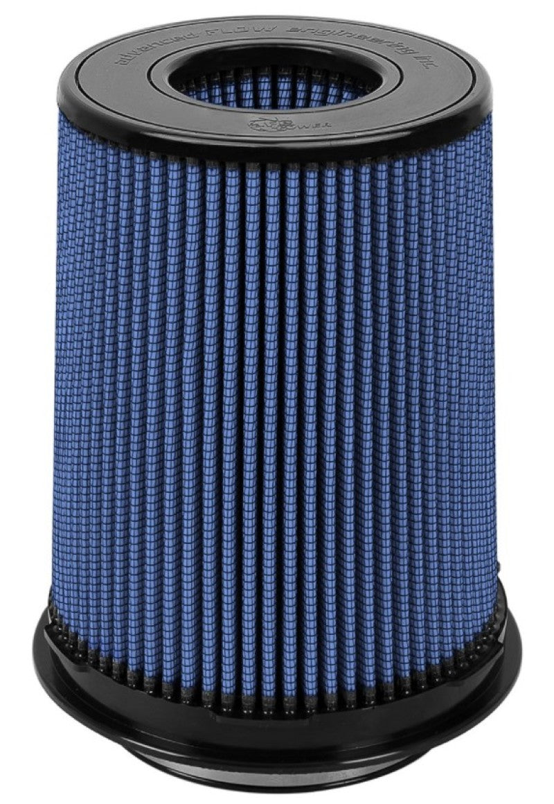 aFe Magnum FLOW Replacement Air Filter with Pro 5R media, featuring a blue filter element and durable black base for enhanced airflow.