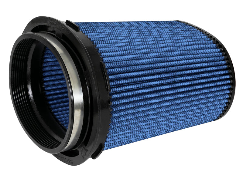 aFe Magnum FLOW Pro 5R universal air filter with blue filter media, designed for improved airflow and engine performance.