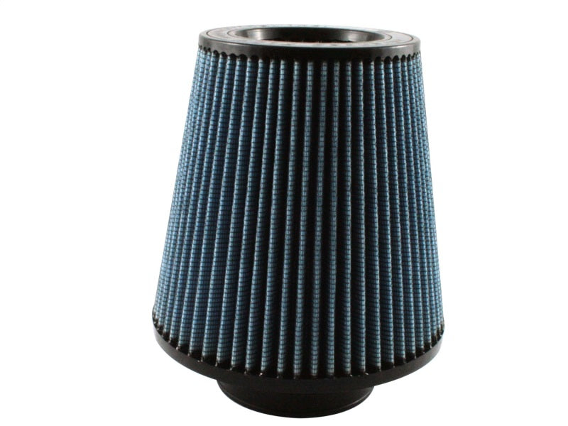 aFe MagnumFLOW Air Filter featuring a conical design with blue pleated media, enhancing airflow and engine performance.