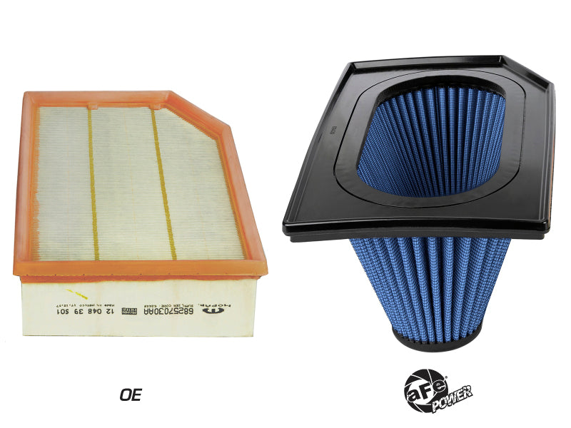 aFe Magnum FLOW PRO 5R inverted air filter for 2018-2019 Jeep Wrangler JL, showcasing high-performance design and filtration.
