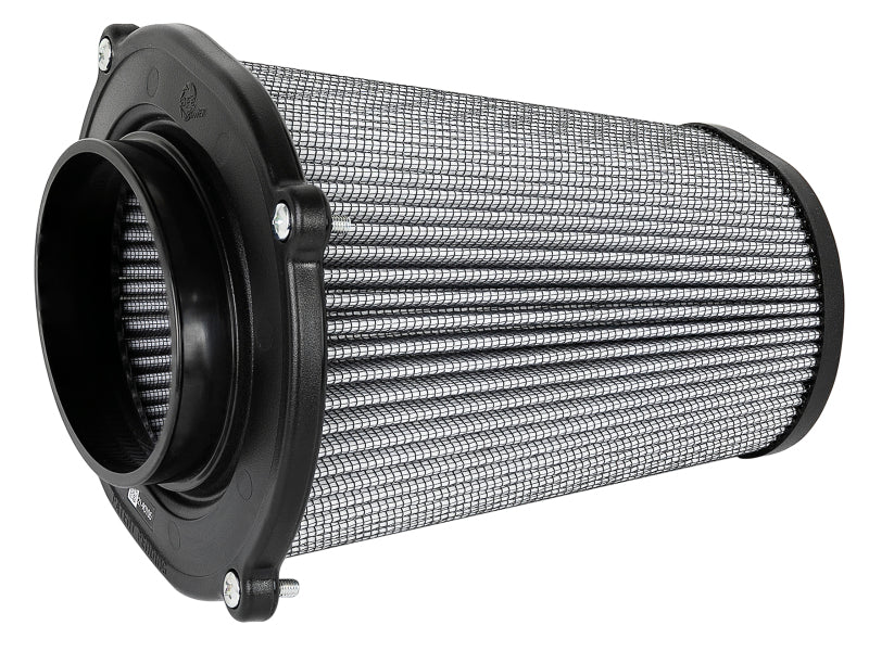 aFe Quantum Pro DRY S air filter with inverted top, featuring a 5.5-inch flange, 9-inch height, and dry PDS design for enhanced performance.