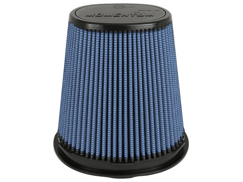 aFe Magnum FLOW Pro 5R clamp-on air filter with a blue mesh design, designed for improved airflow and performance.