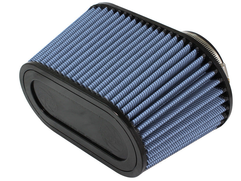 aFe MagnumFLOW Pro 5R universal air filter with blue pleated media and black frame, designed for improved airflow and performance.