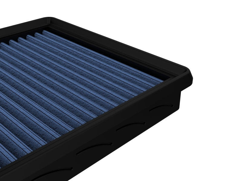 aFe MagnumFLOW Air Filter designed for GM V6/V8 cars from 1991 to 2009, featuring a blue filter media for enhanced airflow.