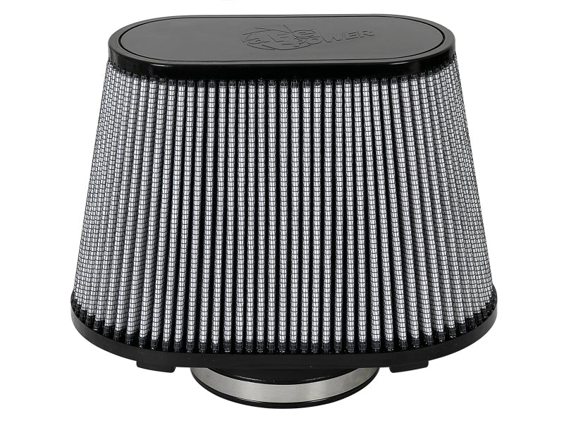 aFe Magnum FLOW Pro DRY S Universal Air Filter featuring a conical design with a black top and pleated filter media for enhanced airflow.
