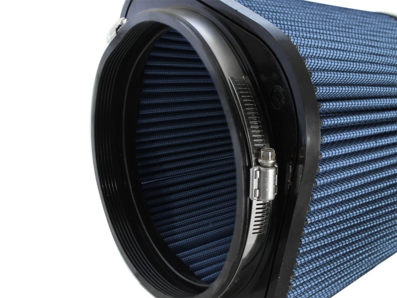 aFe Magnum FLOW Pro 5R air filter featuring a blue filter media and a durable black housing for enhanced airflow and performance.