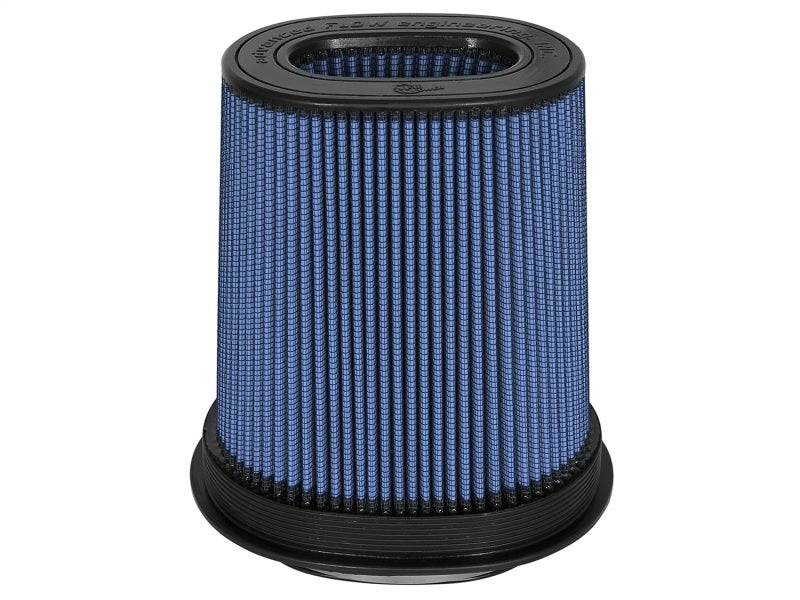 aFe Magnum FLOW Pro 5R replacement air filter featuring a blue pleated design with a black base for enhanced airflow and performance.