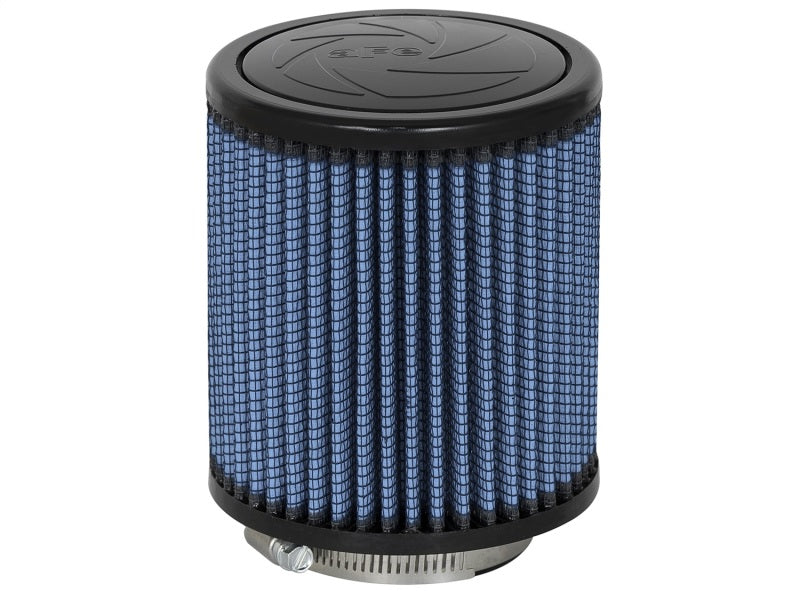 aFe MagnumFLOW Air Filter designed for optimal airflow and performance, featuring a cylindrical shape with a blue mesh exterior.
