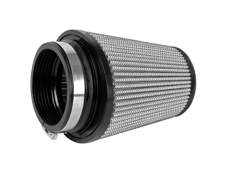 aFe Magnum FORCE Replacement Air Filter with Pro DRY S media, featuring a cylindrical design for enhanced airflow and filtration.