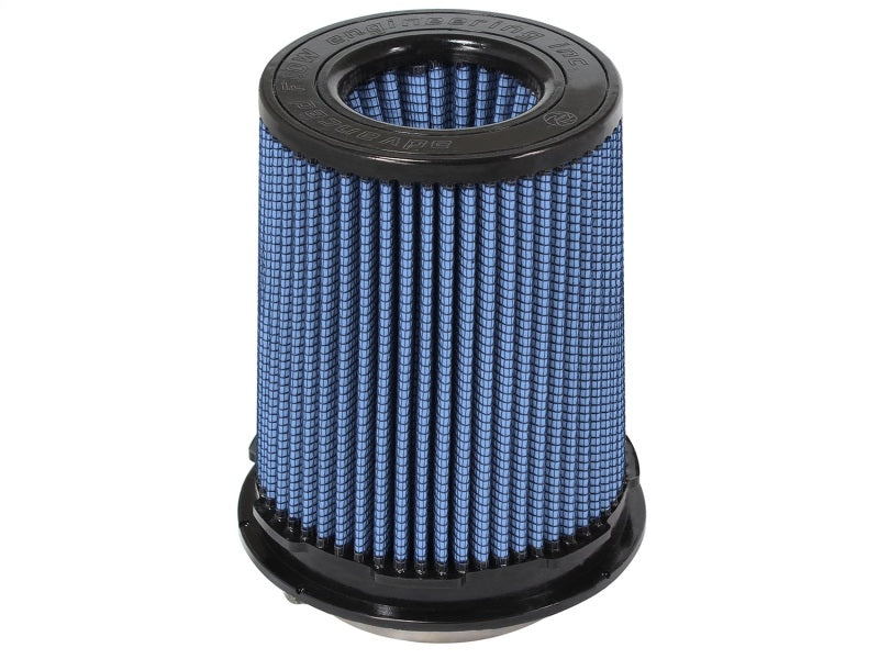 aFe MagnumFLOW Pro 5R air filter with blue pleated media, designed for enhanced airflow and engine performance.