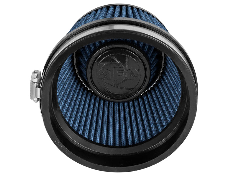 aFe MagnumFLOW Pro 5R universal air filter with a blue filter element and black housing, designed for enhanced airflow and performance.