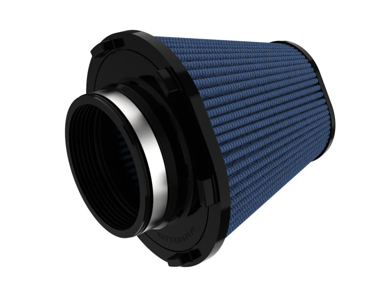 aFe MagnumFORCE air filter with Pro5R media, featuring a 4-inch inlet and 7-inch height for enhanced engine performance.