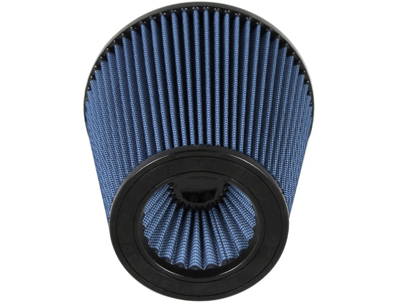 aFe MagnumFLOW Pro 5R intake replacement filter with inverted design, featuring a blue pleated filter media for enhanced airflow.