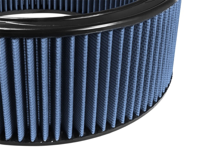aFe MagnumFLOW Air Filter with a blue pleated design, measuring 14 inches outer diameter, 12 inches inner diameter, and 5 inches height.