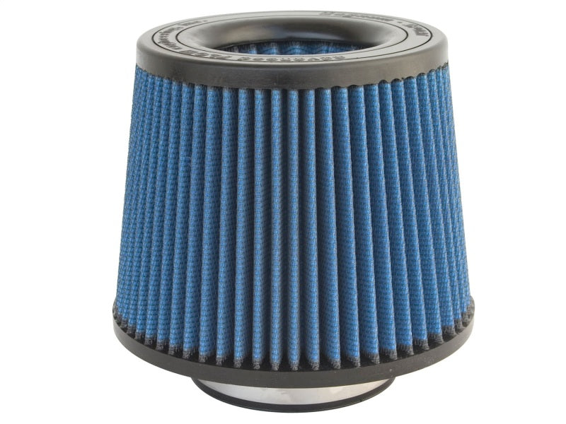 aFe MagnumFLOW Air Filter with a blue pleated design, measuring 4.5 inches at the top and 6.7 inches in height, ideal for enhanced airflow.