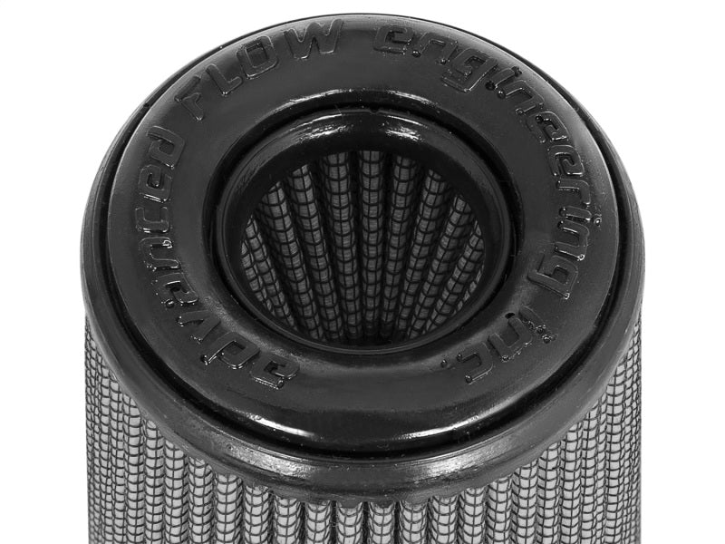 aFe MagnumFLOW air filter featuring a clamp-on design with a cylindrical shape and mesh material for enhanced airflow.
