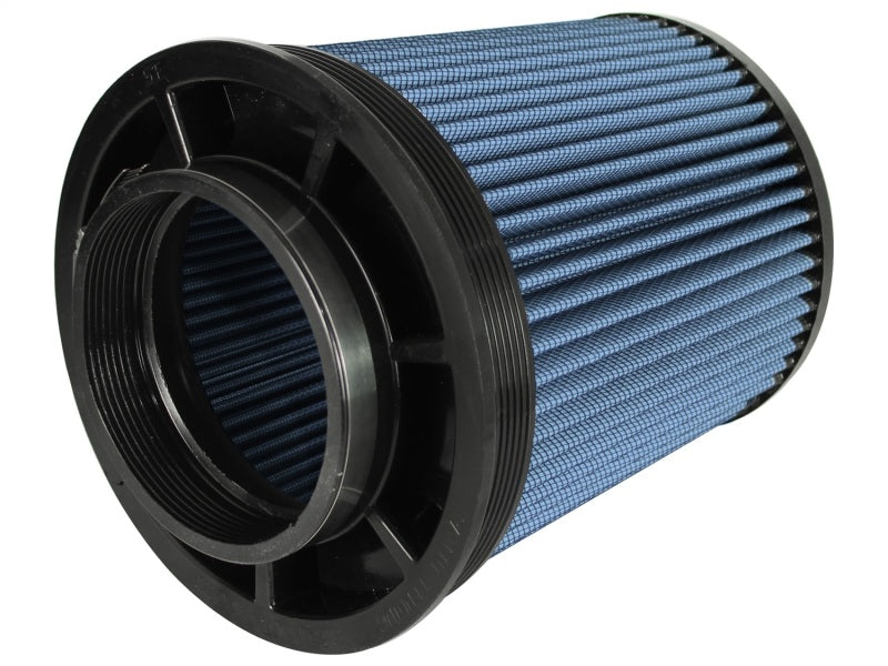 aFe MagnumFLOW Air Filter featuring a blue filter media and durable black housing, designed for enhanced airflow and performance.
