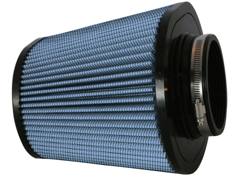 aFe MagnumFLOW Air Filter PRO 5R featuring a blue filter media, designed for improved airflow and engine performance.