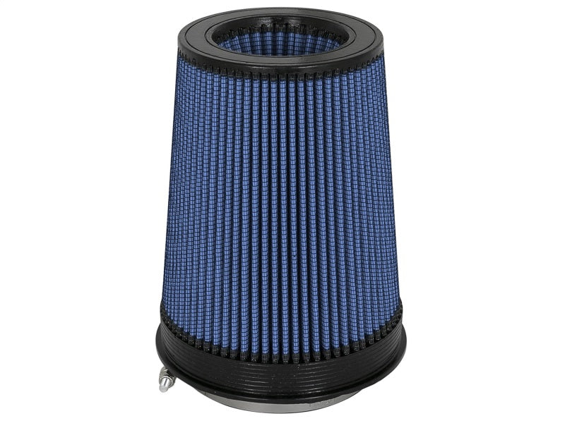 aFe MagnumFLOW Pro 5R universal air filter with inverted design, featuring a blue filter media and durable construction.