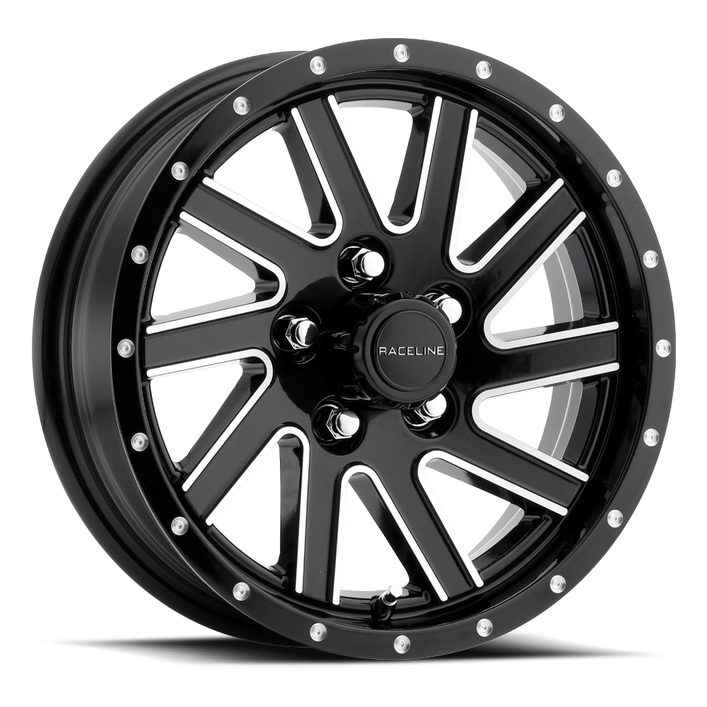 Black 820M Twisted wheel featuring a sleek design with multiple spokes and polished accents, ideal for offroad vehicles.