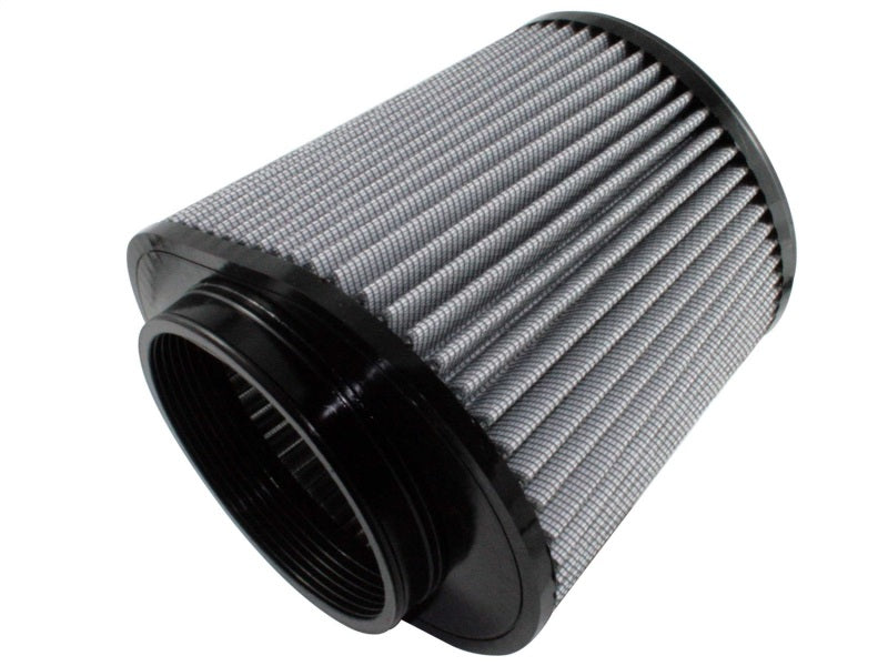aFe MagnumFLOW Air Filter featuring a cylindrical design with a gray pleated filter element and black end caps.