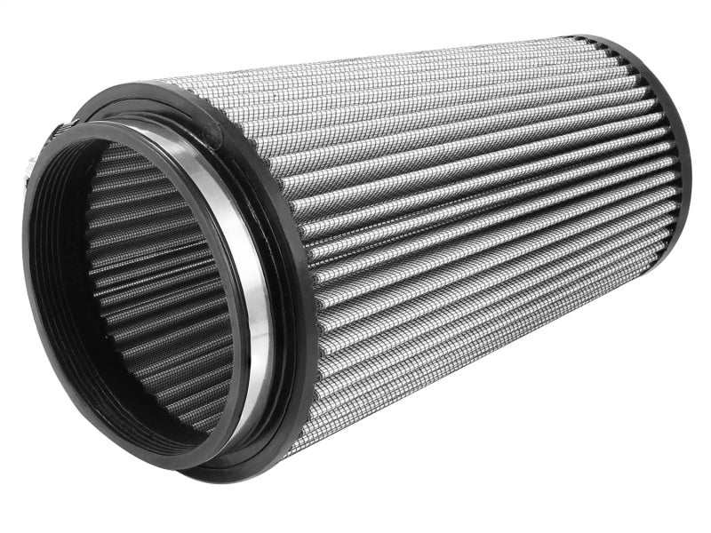 aFe MagnumFLOW Air Filter featuring a cylindrical design with a pleated filter media for enhanced airflow and filtration.