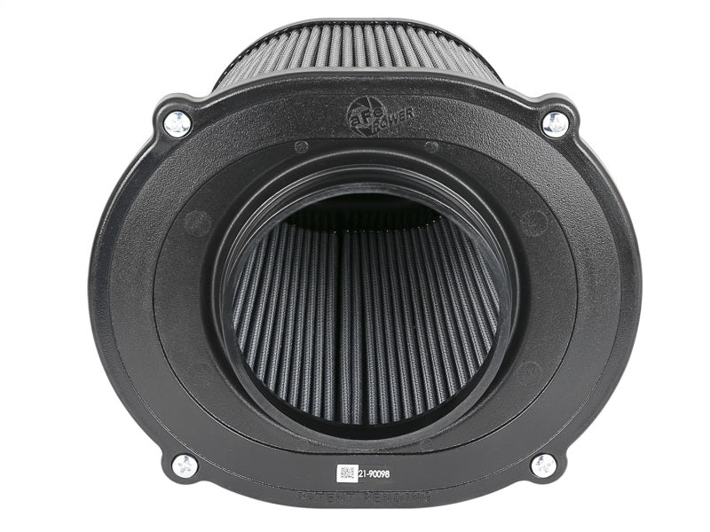 aFe Quantum Pro DRY S Air Filter with a flat top design, featuring a 5-inch flange and 9-inch height for optimal airflow.