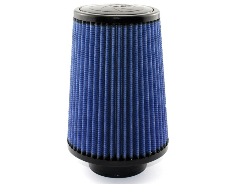 aFe MagnumFLOW Air Filter with a blue pleated design, enhancing airflow and engine performance for various vehicles.