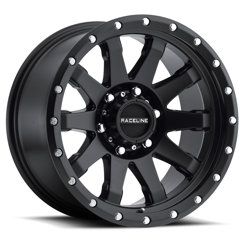 Black Raceline 934B Clutch wheel featuring a multi-spoke design and polished accents, ideal for offroad vehicles.