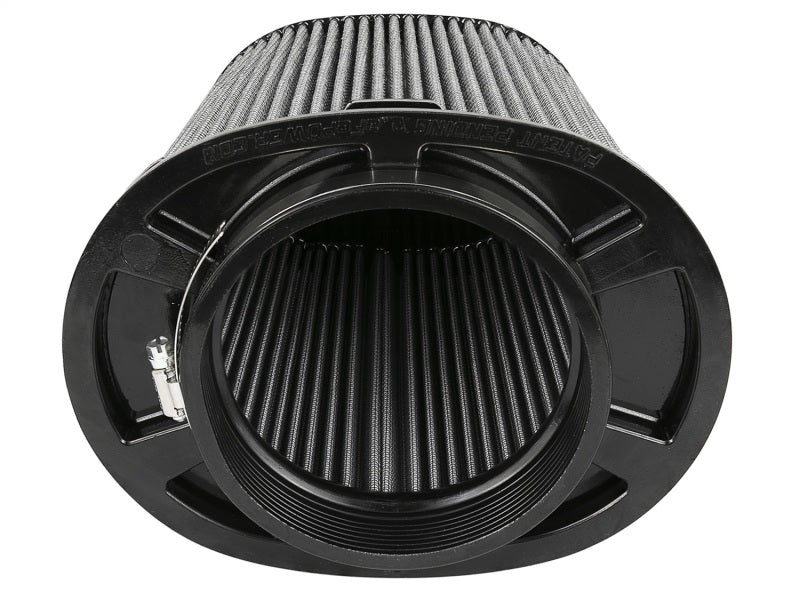 aFe Magnum FLOW Pro DRY S Universal Air Filter featuring a cylindrical design with a black exterior and pleated filter material.