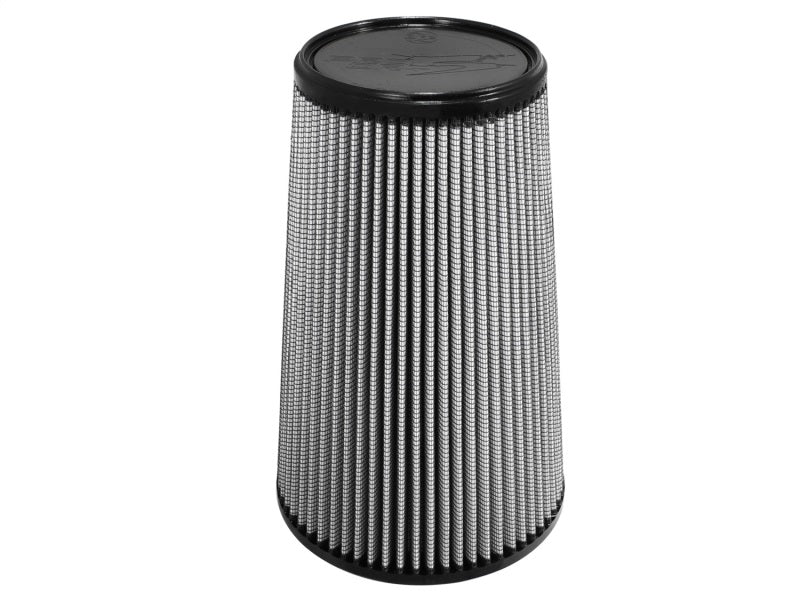 aFe MagnumFLOW air filter with a cylindrical design, featuring a pleated filter element for enhanced airflow and filtration.