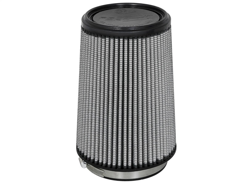 aFe MagnumFLOW Air Filter featuring a cylindrical design with a black base and a pleated filter element for enhanced airflow.