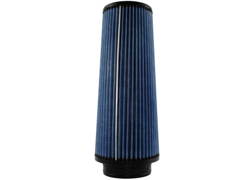 aFe MagnumFLOW Air Filter with a conical design, featuring a blue filter media for enhanced airflow and performance.