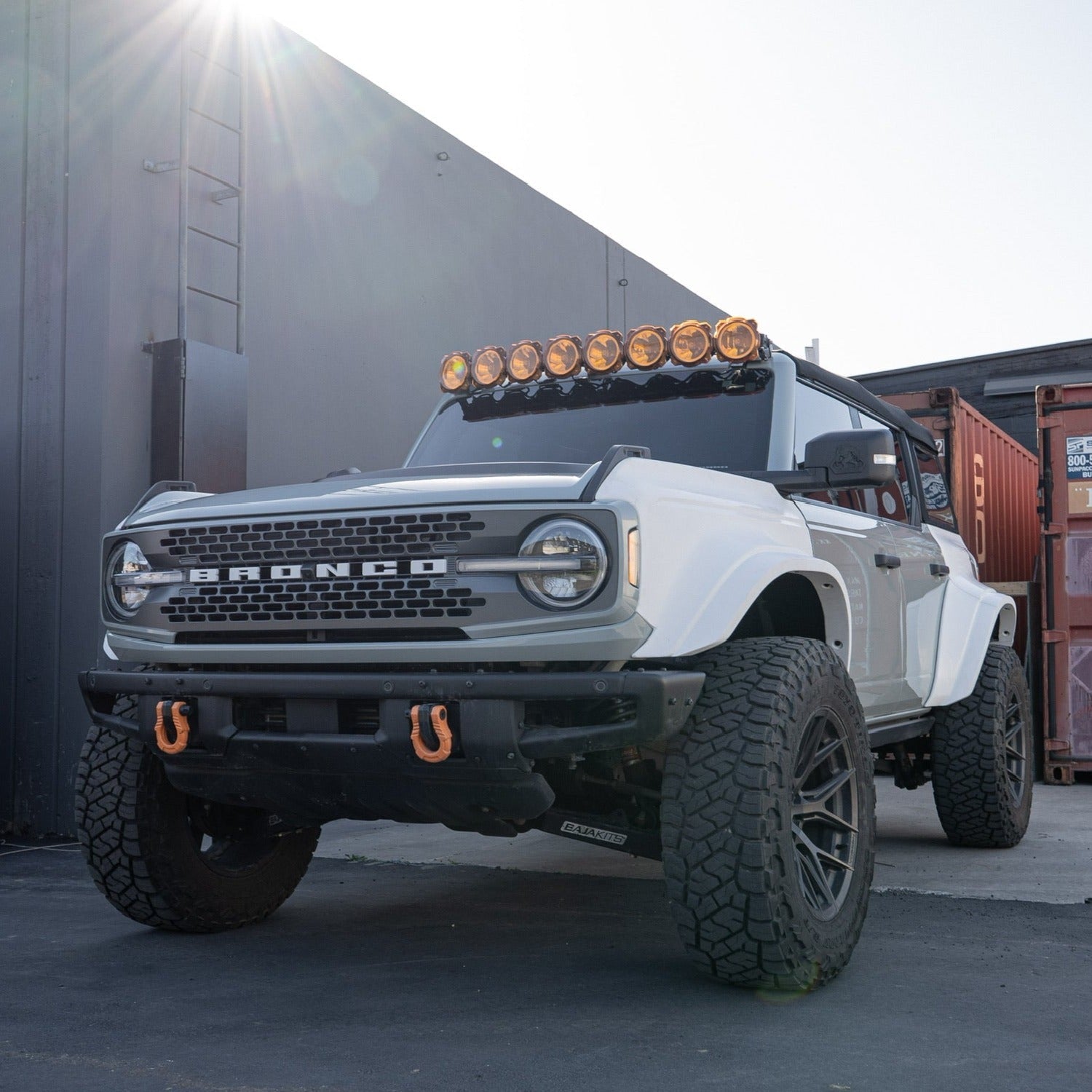2021-2024 Ford Bronco 4-Door Rear Quarter Kit on a modified Bronco with offroad tires and custom lighting.