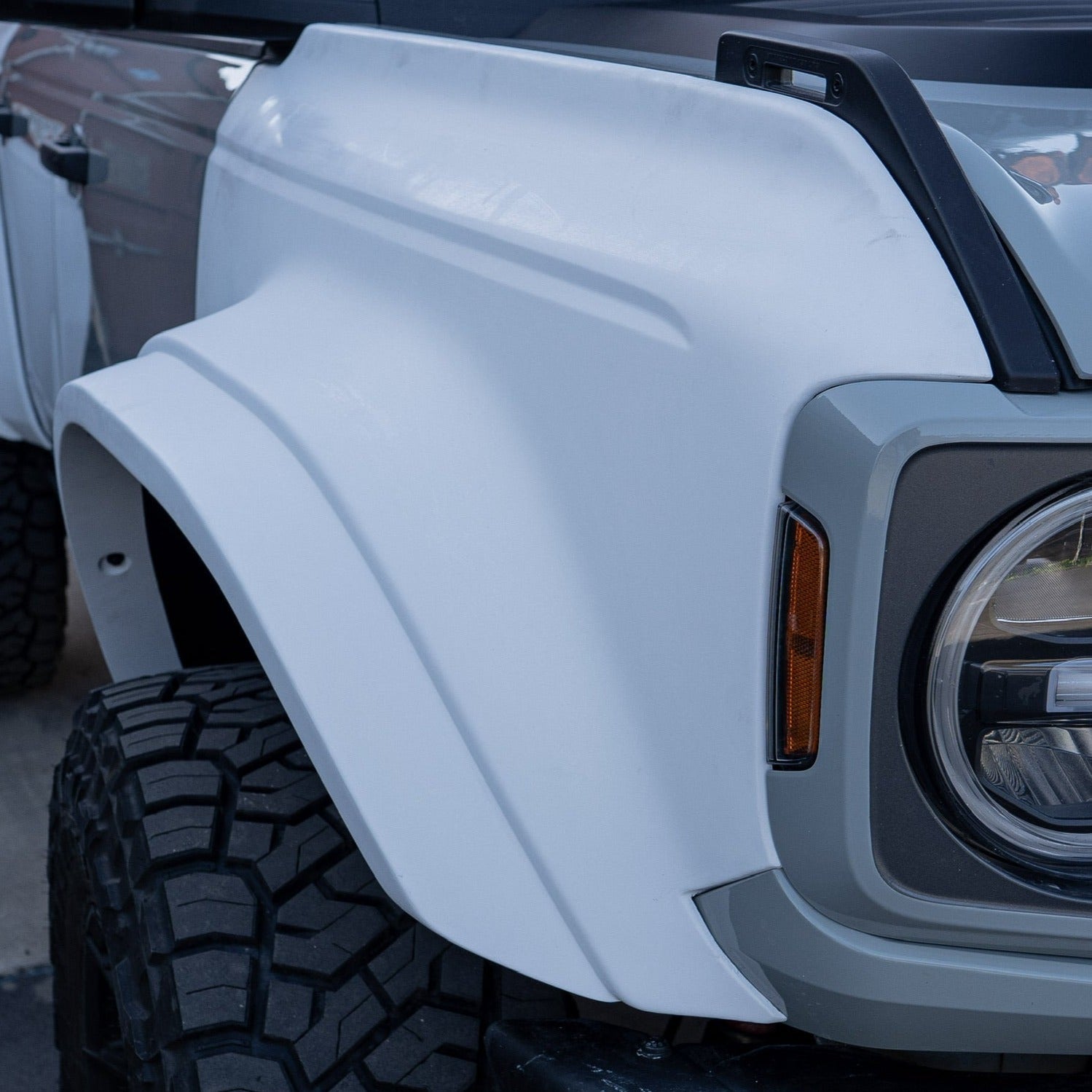 2021-2024 Ford Bronco fender showcasing a sleek design, perfect for offroad enhancements and vehicle customization.
