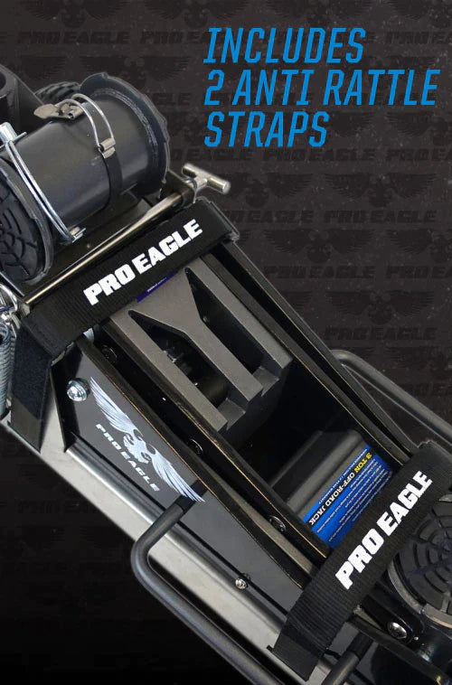 3 Ton Big Wheel Off Road Jack "Kratos" Mount with anti-rattle straps for secure lifting and stability during off-road use.