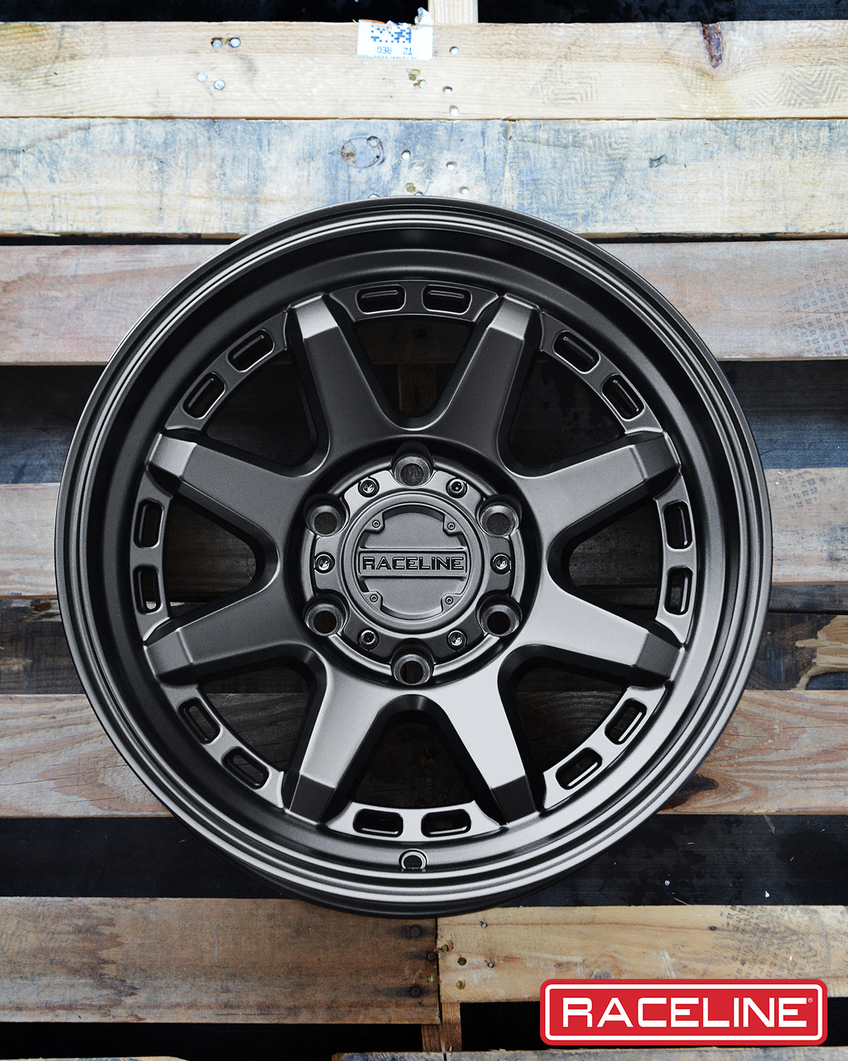 Raceline 947B Scout wheel featuring a sleek design with multiple spokes and a dark finish, ideal for offroad vehicles.