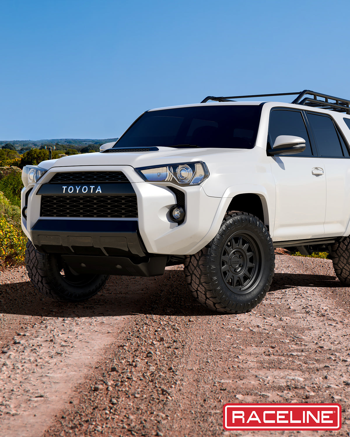 Toyota 4Runner equipped with 952B Aero HD wheels, showcasing rugged offroad capability on a dirt trail.