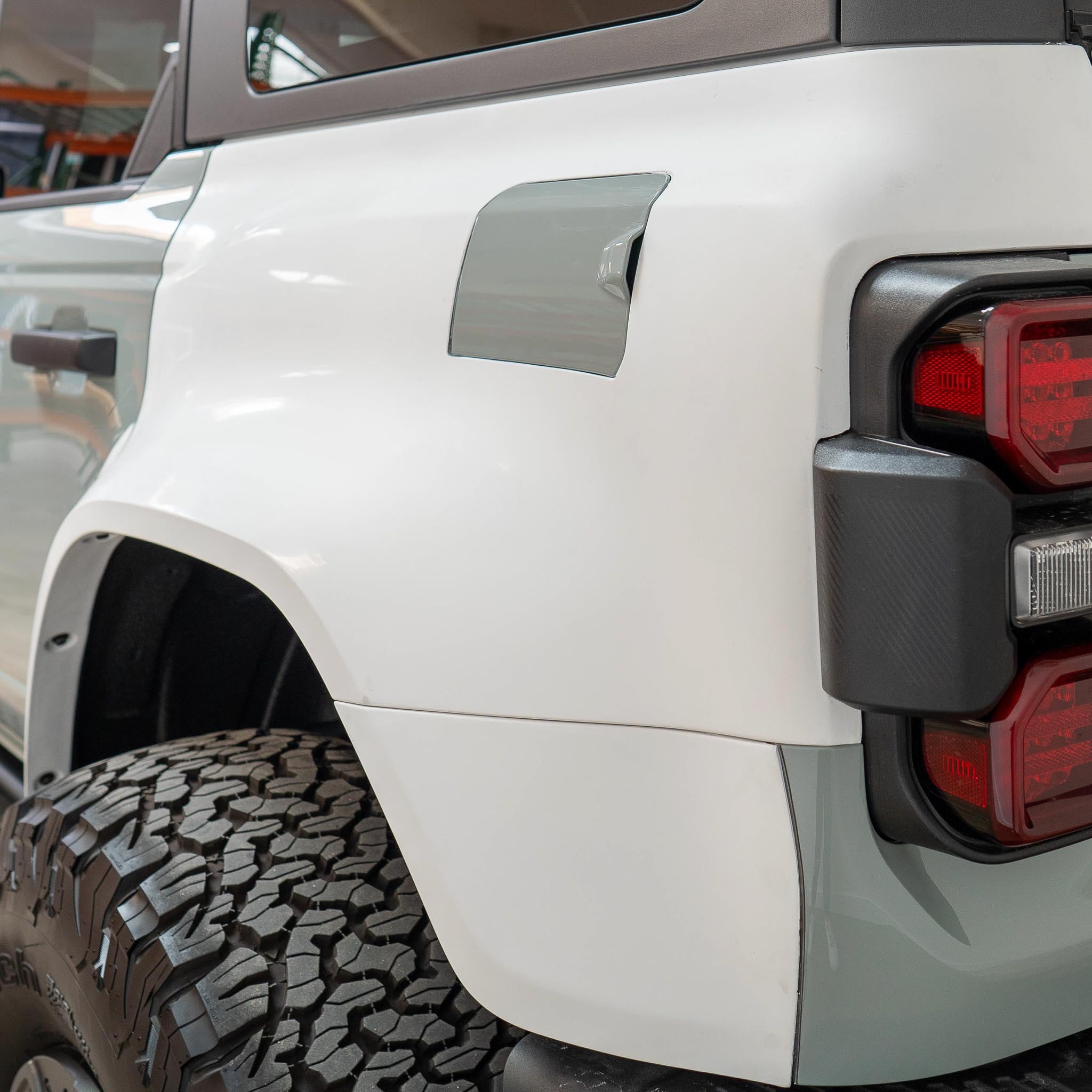 2022-2024 Ford Bronco Raptor rear quarter kit showcasing a sleek design and durable construction for enhanced offroad performance.