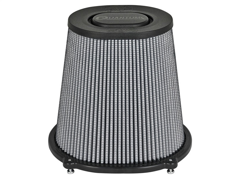 aFe Quantum Pro DRY S Air Filter with a flat top design, featuring a 5-inch flange and 9-inch height for optimal airflow.