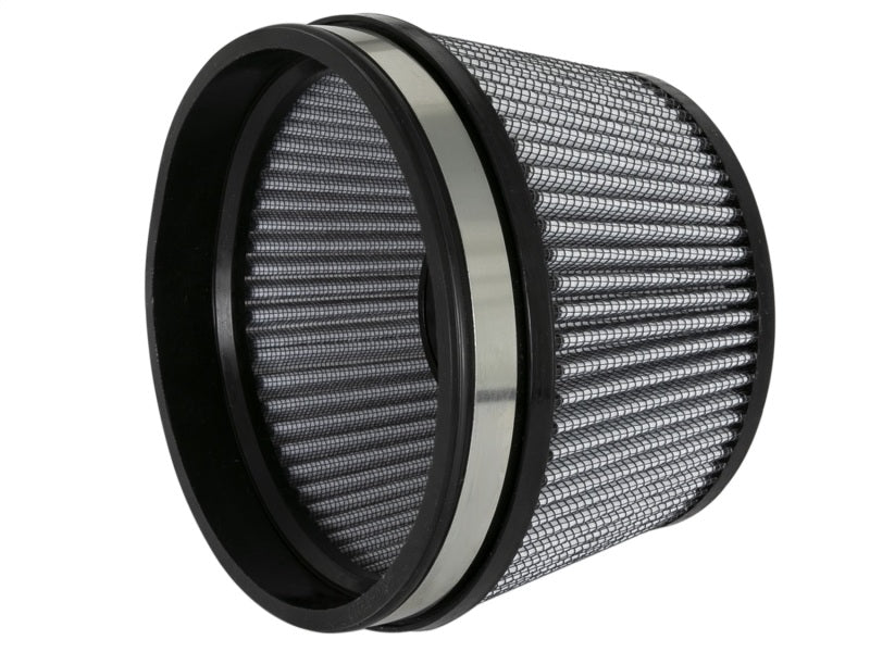 aFe Magnum FLOW Pro DRY S Universal Air Filter with dimensions 6in front, 7in back, 5.5in top, and 3.375in height.