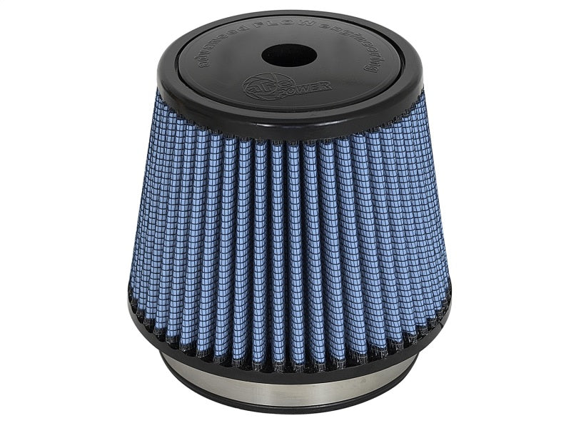 aFe MagnumFLOW Air Filter with a conical design, featuring a blue mesh exterior and a black top, designed for high airflow.