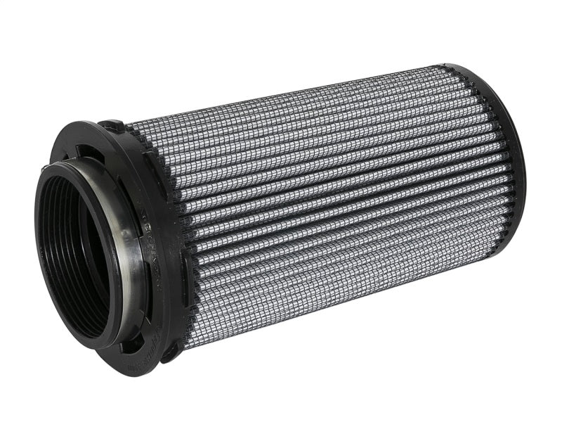 aFe Magnum FLOW Pro DRY S Universal Air Filter with dimensions F-3.5in, B-5in, T-4.75in, H-9in for improved engine performance.