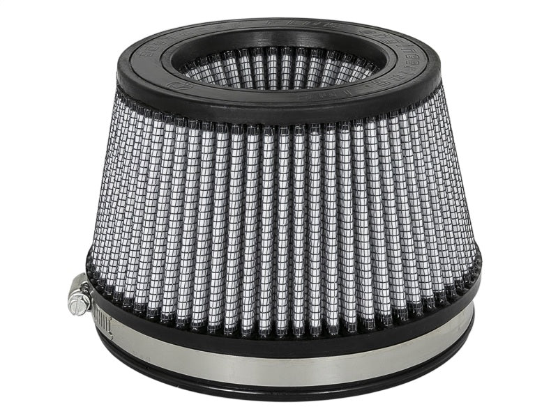 aFe Magnum FLOW Pro DRY S universal air filter with a tapered design, featuring a durable mesh exterior and rubber base.